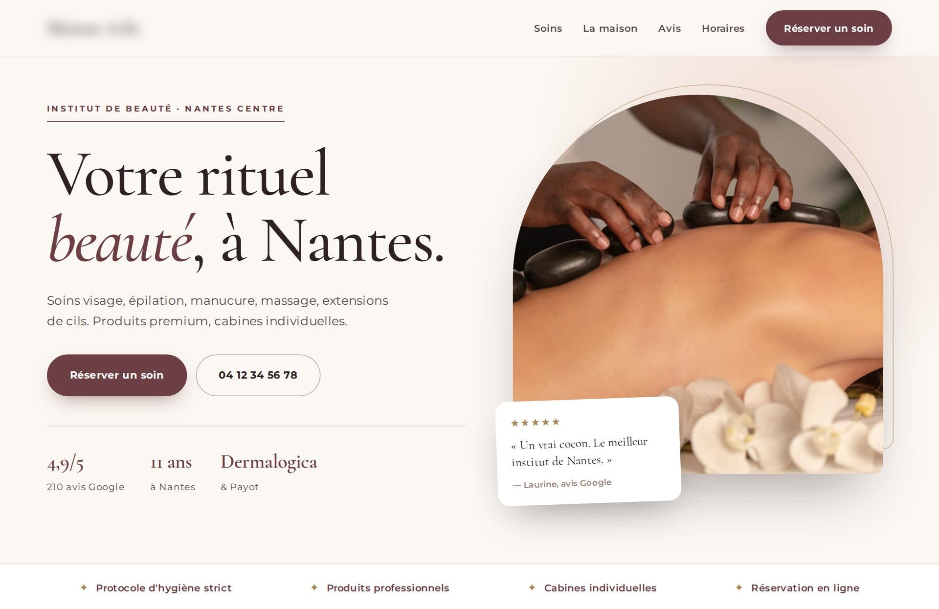 Exemple de site pour institut de beauté